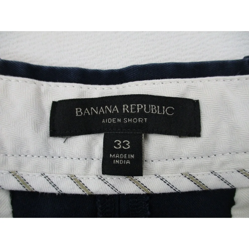 Banana Republic Aiden Shorts Mens 33 Navy Blue Slim Fit Stretch Chino Utility